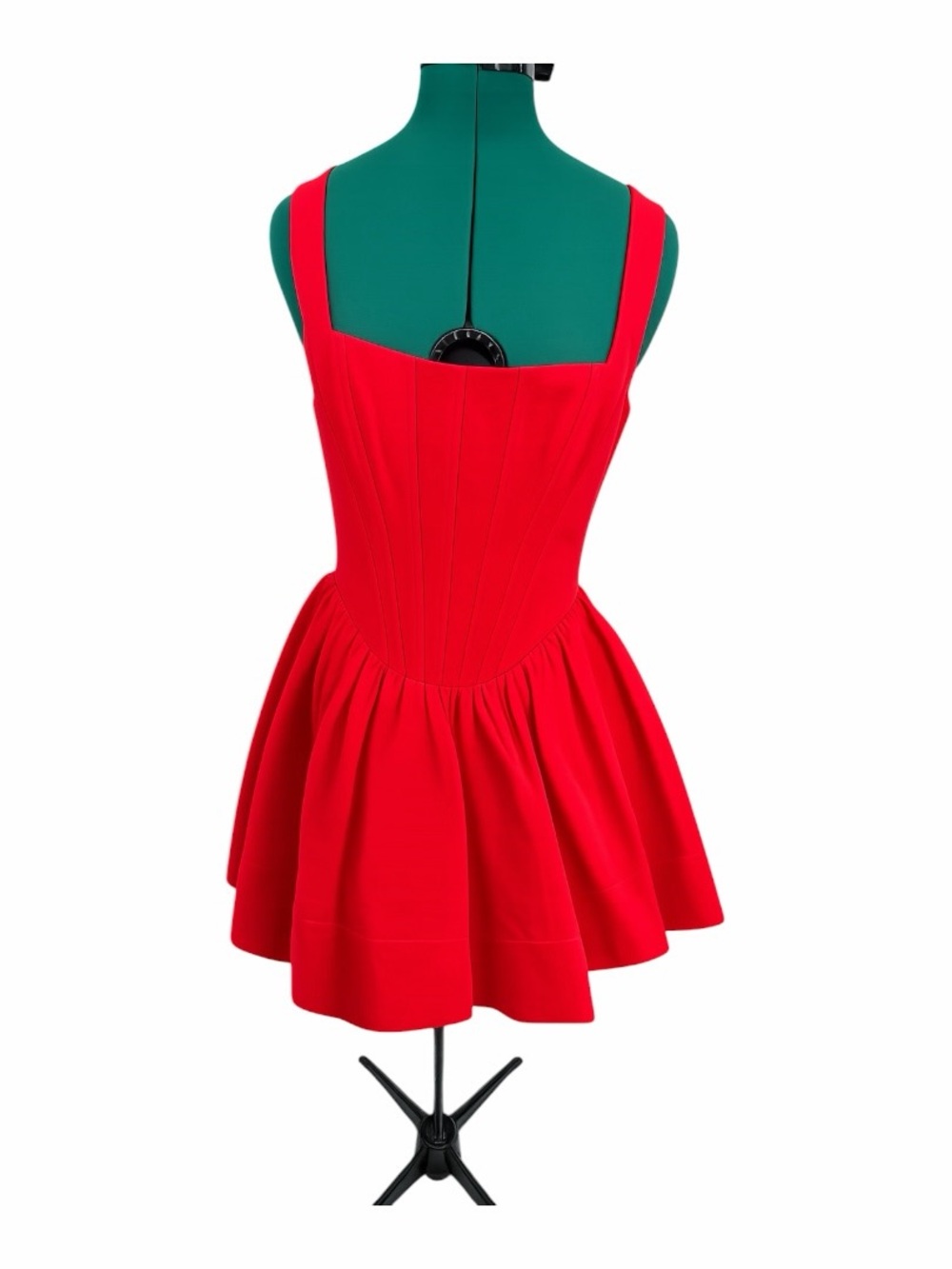 STAUD Landscape Poinsettia Red Corset Fit & Flare Mini Dress Size 14 NWT - Picture 4 of 9